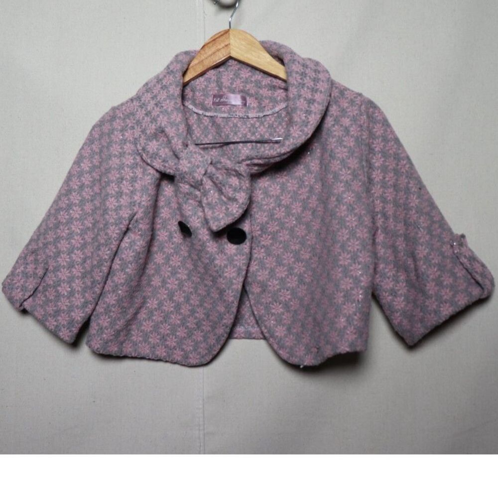 Pink Cropped Floral Jacket  Romantic Vintage Chic